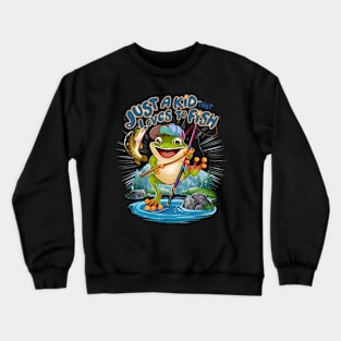 The Frog Angler: A Playful Twist on Fishing Crewneck Sweatshirt